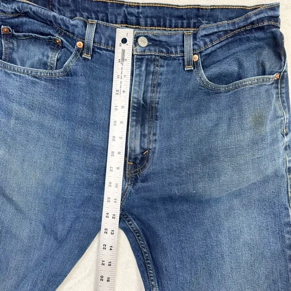 Levi's 505 Jean Mens 38x32 (Fits 26x30) Blue Regular Medium Wash Pants Classic - Picture 8 of 10